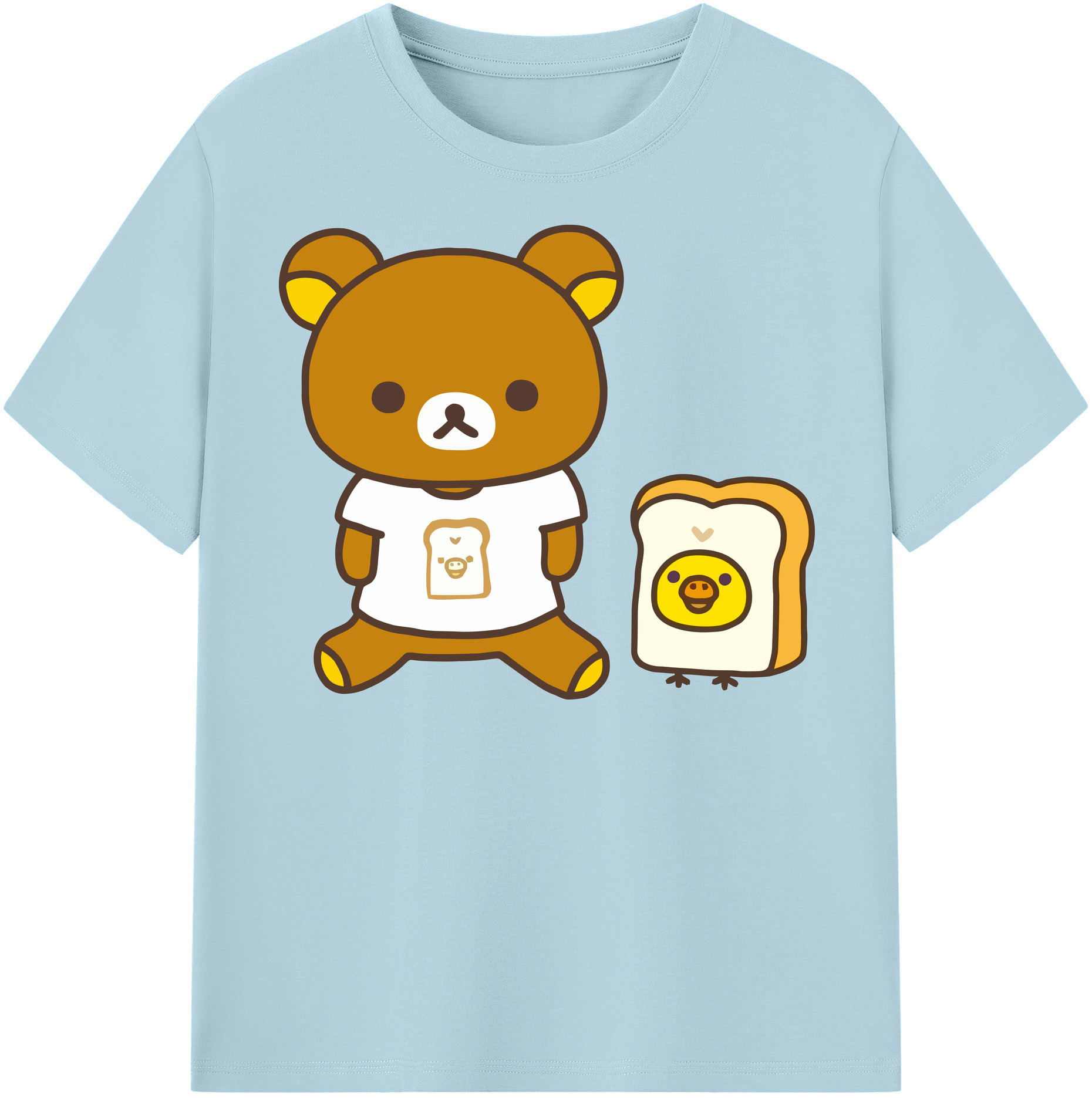 （画像用） リラックマ リラックマ キイロイトリ Rilakkuma Korilakkuma Kiiroitori 綿100％半袖Tシャツ（フロントプリント）